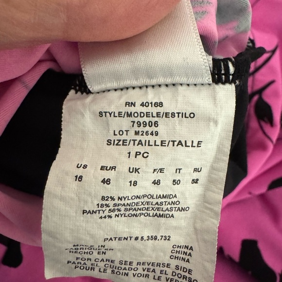 SLIMSHAPER Pink Black 1 Piece Halter Sheered Front control panel Size 16 - Picture 11 of 11